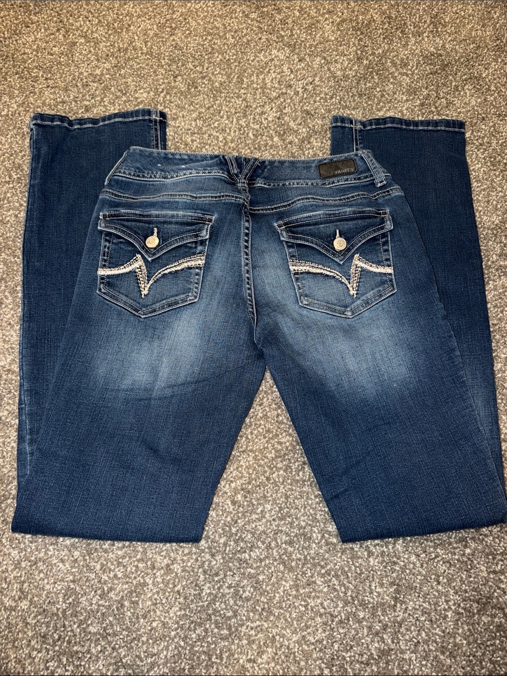 Vanity Blue Bootcut Jeans with Embroidered Back Pockets size 27R